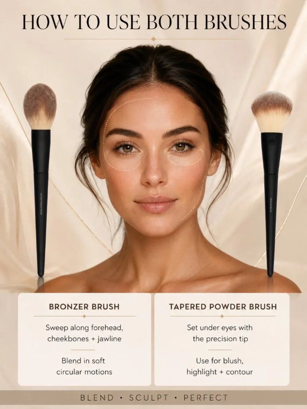 Lithe Beauty Essential Face Brush Set Bronzer Tapered Powder 2pc